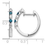14k White Gold Blue/White Diamond Hinged Hoop Earrings - Image 4