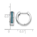14k White Gold Blue and White Diamond Hinged Hoop Earrings - Image 4