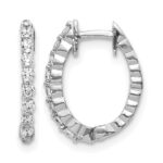14k White Gold AA Diamond Hinged Hoop Earrings