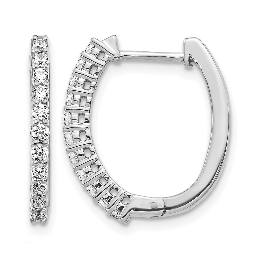 EM5411-050-WA-1.jpg 14k White Gold 1/2 carat Lab Grown Diamond VS/SI+ G+ Complete Hinged Hoop Earrings - Image 1