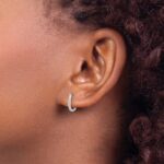 14k White Gold 1/10 carat Lab Grown Diamond VS/SI+ G+ Complete Hinged Hoop Earrings - Image 3