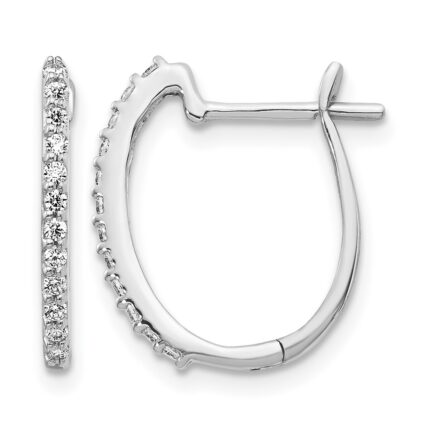 14k White Gold Diamond 1.3mm Hinged Hoop Earrings