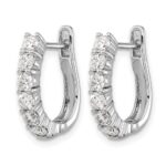 14k White Gold Diamond Hinged Hoop Earrings - Image 2
