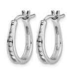 14k White Gold Diamond Oval Hinged Hoop Earrings - Image 2