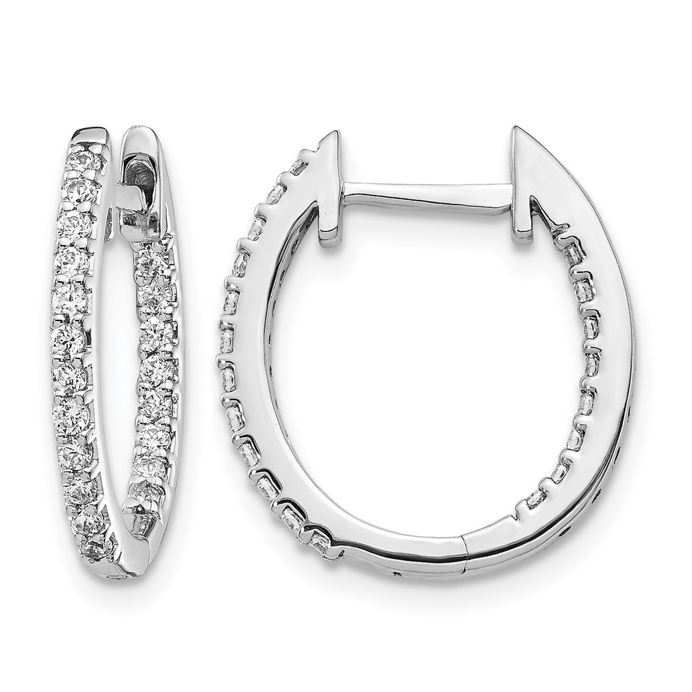 EM5422-050-WA-1.jpg 14k White Gold 1/2 carat Lab Grown Diamond VS/SI+ G+ Complete In and Out Hinged Hoop Earrings - Image 1