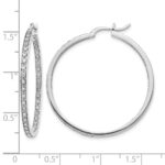 14k White Gold Diamond In/Out Hoop Earrings - Image 4