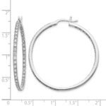 14k White Gold Diamond In/Out Hoop Earrings - Image 4