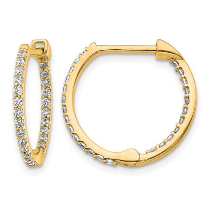 14k Diamond In/Out Hinged Hoop Earrings