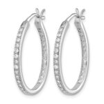 14k White Gold Diamond In/Out Hoop Earrings - Image 2