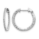 10k White Gold Polished Diamond In/Out Hinged Hoop Earrings
