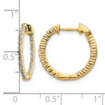 10k Gold Polished Diamond In/Out Hinged Hoop Earrings - Image 4