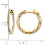 14k Gold Polished Diamond In/Out Hinged Hoop Earrings - Image 4