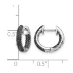 14k White Gold Black Diamond Hinged Hoop Earrings - Image 4