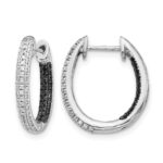 14k White Gold Black and White Diamond In/Out Hoop Earrings