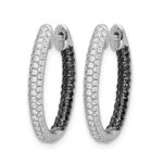 14k White Gold Black and White Diamond In/Out Hoop Earrings - Image 2
