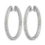 14k White Gold Diamond In/Out Hinged Hoop Earrings - Image 2