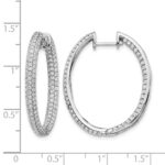 14k White Gold Diamond In/Out Hinged Hoop Earrings - Image 4