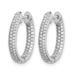 14k White Gold Diamond In/Out Hinged Hoop Earrings - Image 2