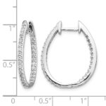 14k White Gold In/Out Diamond Hinged Hoop Earrings - Image 4