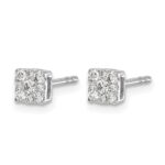 14k White Gold 1/4 carat Diamond Halo Cluster Post Earrings - Image 2