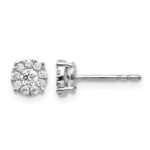 14k White Gold 1/3 carat Diamond Halo Cluster Post Earrings