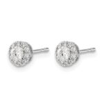14k White Gold 1/3 carat Diamond Halo Cluster Post Earrings - Image 2