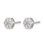 14k White Gold 7/8 carat Diamond Cluster Screwback Post Earrings - Image 2