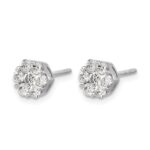 14k White Gold 1.1 carat Diamond Cluster Screwback Post Earrings - Image 2