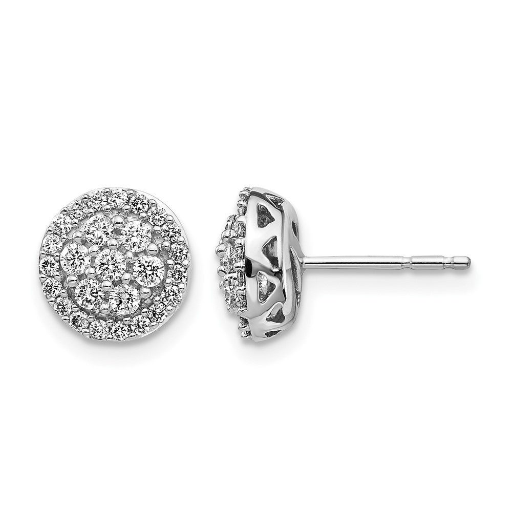EM5462-050-WA.jpg 14k White Gold 1/2 carat Diamond Cluster Post Earrings - Image 1