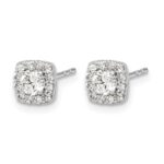 14k White Gold 5/8 carat Diamond Square Cluster Post Earrings - Image 2