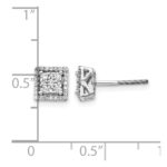 14k White Gold 1/3 carat Diamond Cluster Square Screwback Post Earrings - Image 4