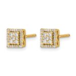 14k 1/3 carat Diamond Cluster Square Screwback Post Earrings - Image 2