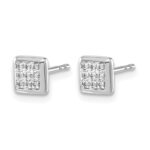 14k White Gold 1/10 carat Diamond Cluster Square Post Earrings - Image 2
