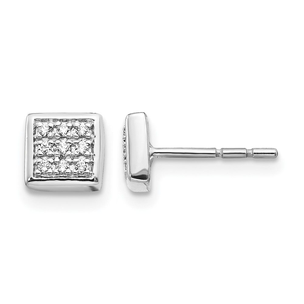 EM5471-010-WA.jpg 14k White Gold 1/10 carat Diamond Cluster Square Post Earrings - Image 1