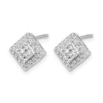 14k White Gold 1/4 carat Diamond Square Cluster Post Earrings - Image 2