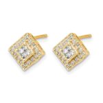 14k Polished 1/4 carat Diamond Square Cluster Post Earrings - Image 2
