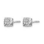 14k White Gold 1/4 carat Diamond Square Halo Post Earrings - Image 2