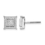 14k White Gold 1/4 carat Diamond Double Square Bezel Screwback Post Earrings