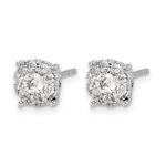 14k White Gold 1 carat Lab Grown Diamond VS/SI+ G+ Halo Post Earrings - Image 2