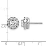 14k White Gold 1/2 carat Diamond (Holds 2-6.5mm Stones) Semi-mount Halo Stud Earrings - Image 4
