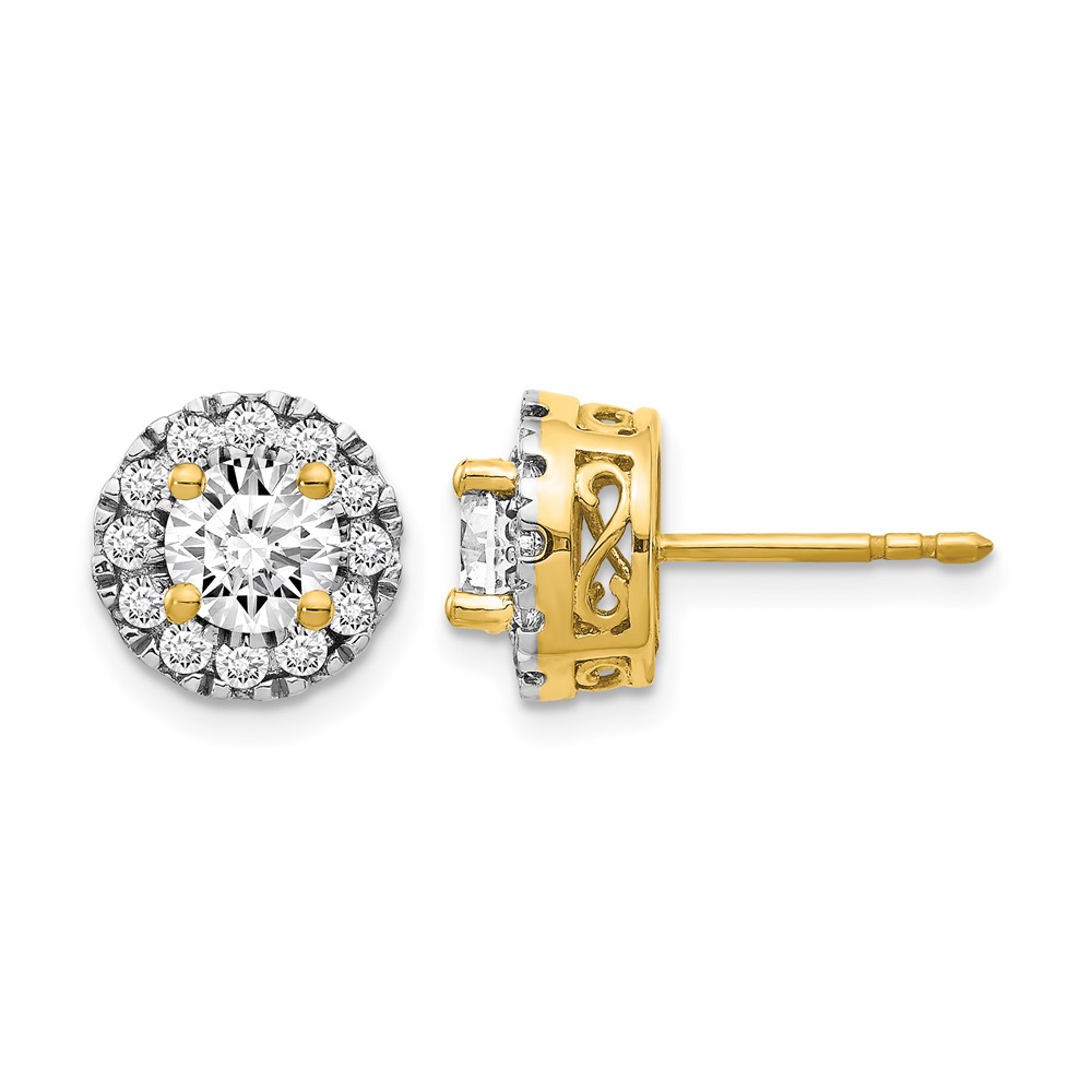 EM5482-050-YA.jpg 14k 1/2 carat Diamond (Holds 2-6.5mm Stones) Semi-mount Halo Stud Earrings - Image 1