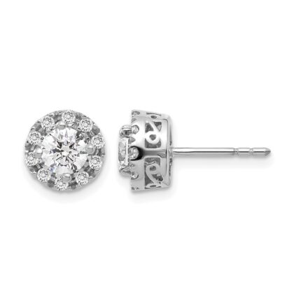 14k White Gold 1/4 carat Diamond (Holds 2-4.8mm Stones) Semi-mount Halo Stud Earrings