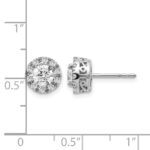 14k White Gold 1/4 carat Diamond (Holds 2-4.8mm Stones) Semi-mount Halo Stud Earrings - Image 4