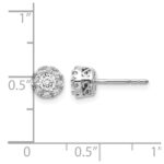 14k White Gold 1/10 carat Diamond (Holds 2-3.8mm Stones) Semi-mount Halo Stud Earrings - Image 4