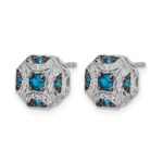 14k White Gold Fancy 1/4 carat White and Blue Diamond Octagon Post Earrings - Image 2