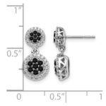14k White Gold 3/4 carat Black/White Diamond Cluster Dangle Post Earrings - Image 4