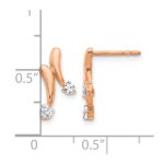 14k Rose Gold 1/5 carat Diamond 2-Stone Post Earrings - Image 2