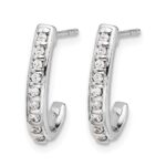 14k White Gold 1/5 carat Diamond J-Hoop Post Earrings - Image 2
