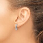 14k White Gold 1/5 carat Diamond J-Hoop Post Earrings - Image 3
