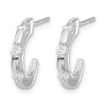 14k White Gold 1/3 carat Diamond J-Hoop Post Earrings - Image 2